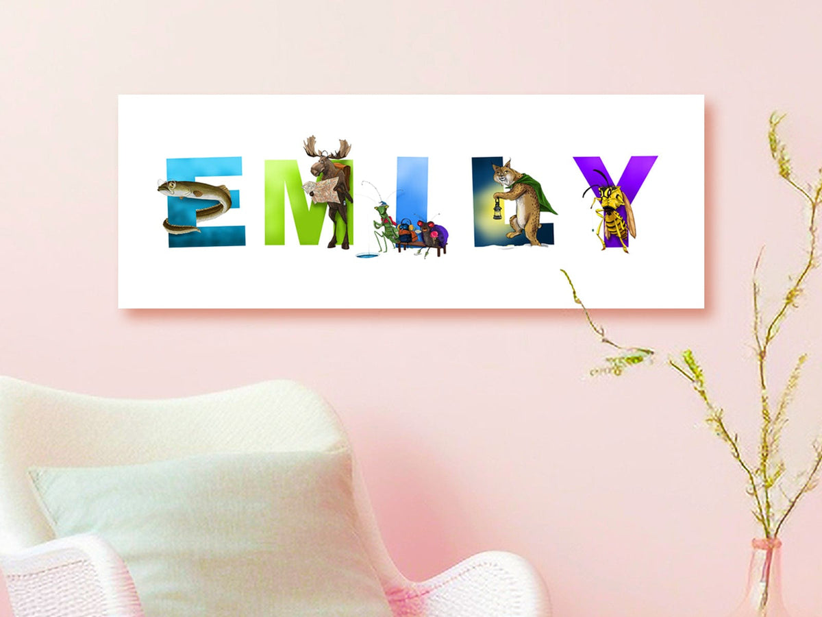 Lifestyle Image of girl&#39;s room lifestyle picture of animal name art