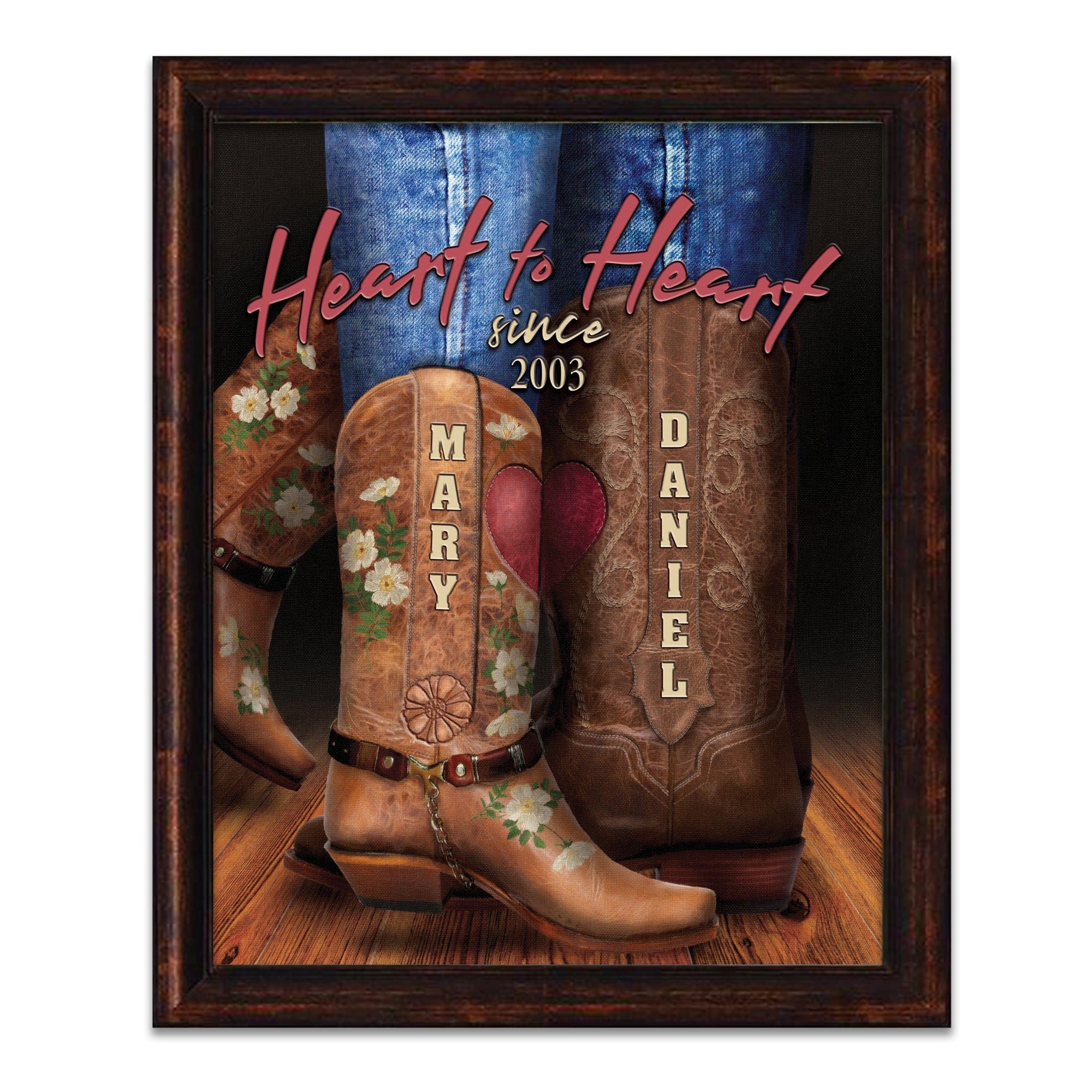 Heart to Heart | Personalized Western Boots Art | Personal Prints