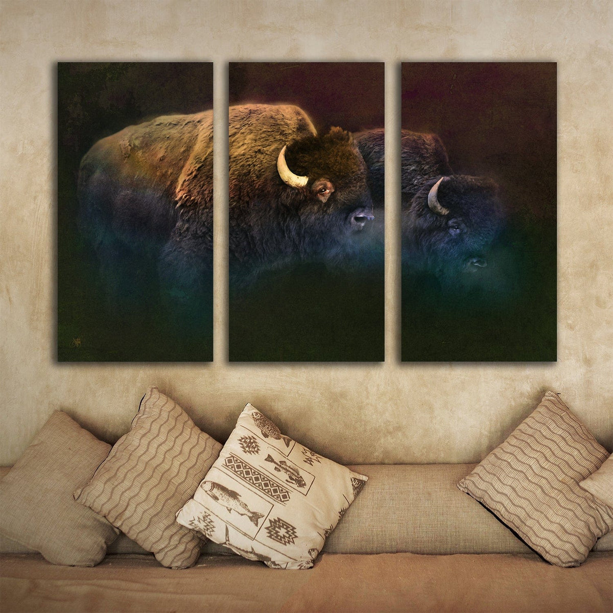 Rustic wildlife decor Bison animal art from Personal Prints