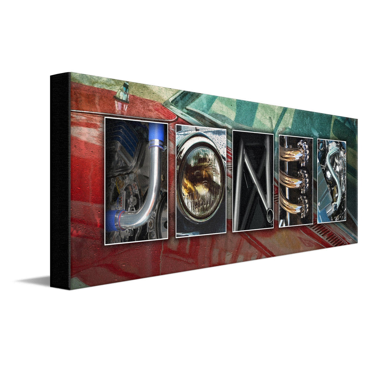 Personal-Prints art 10"x30" Stretched Canvas Automobile Cars Letter Name Print