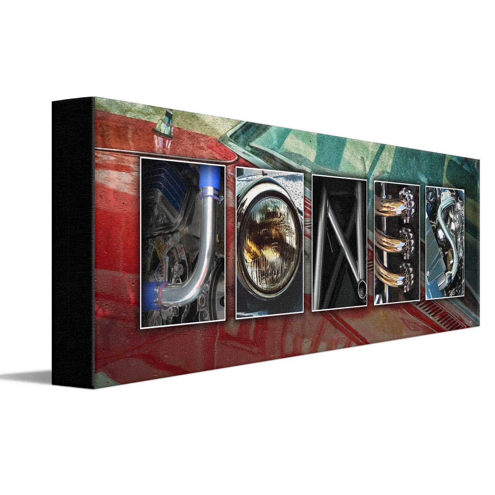 Personal-Prints art 6"x18" Stretched Canvas Automobile Cars Letter Name Print