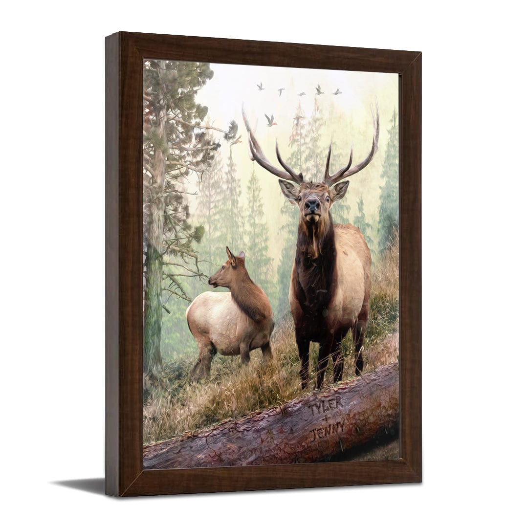 Personal-Prints art 11"x14" Framed Paper Print Back Country Elk Couple