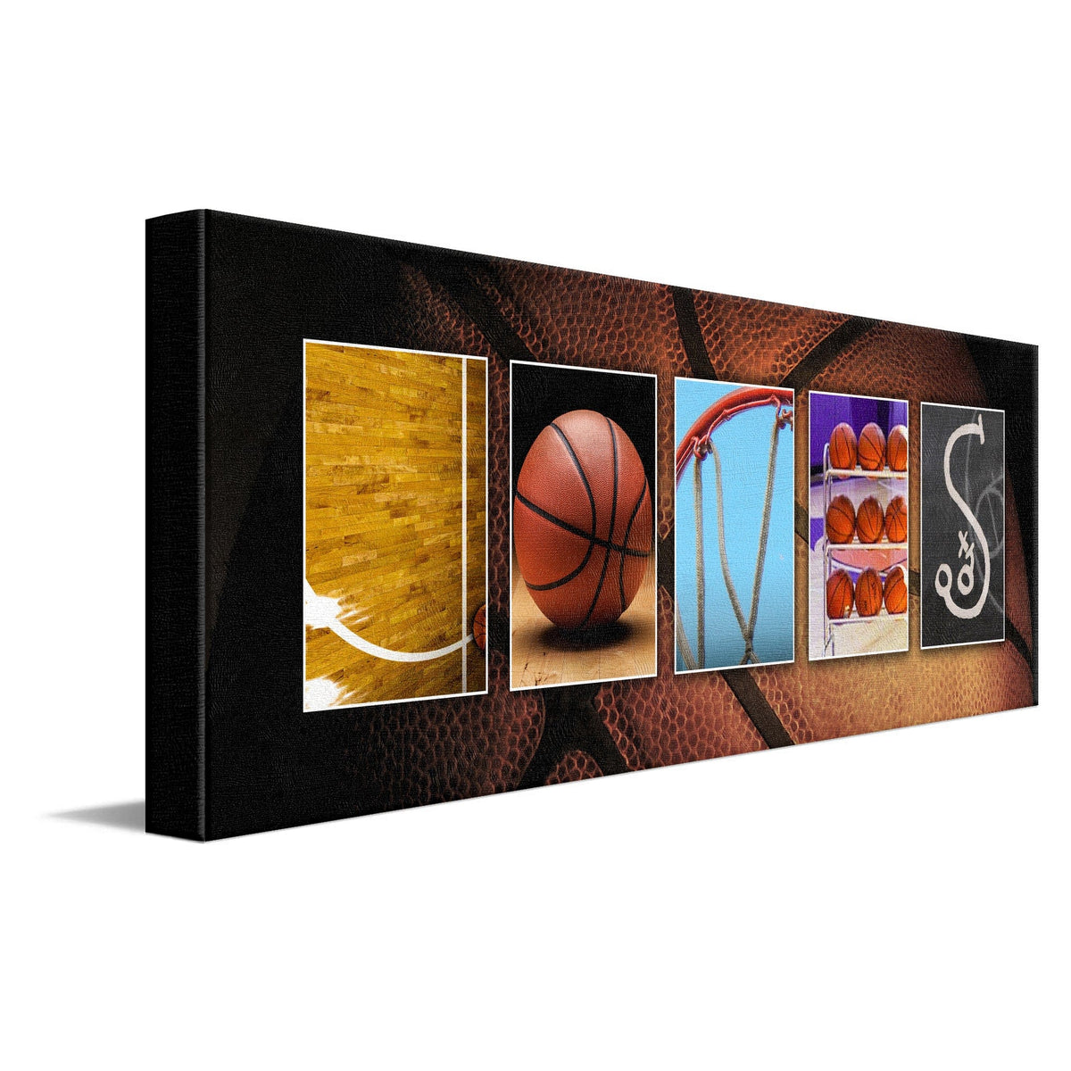 Personal-Prints art 10"x30" Stretched Canvas Basketball Letter Name Print