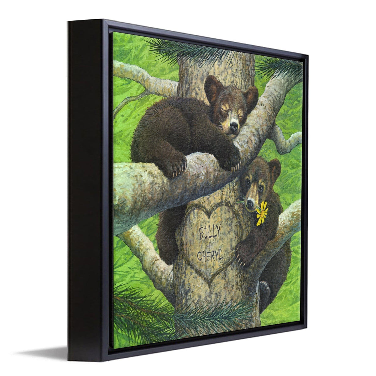 Personal-Prints art 14"x14" Float Framed Canvas Bear Cubs 2
