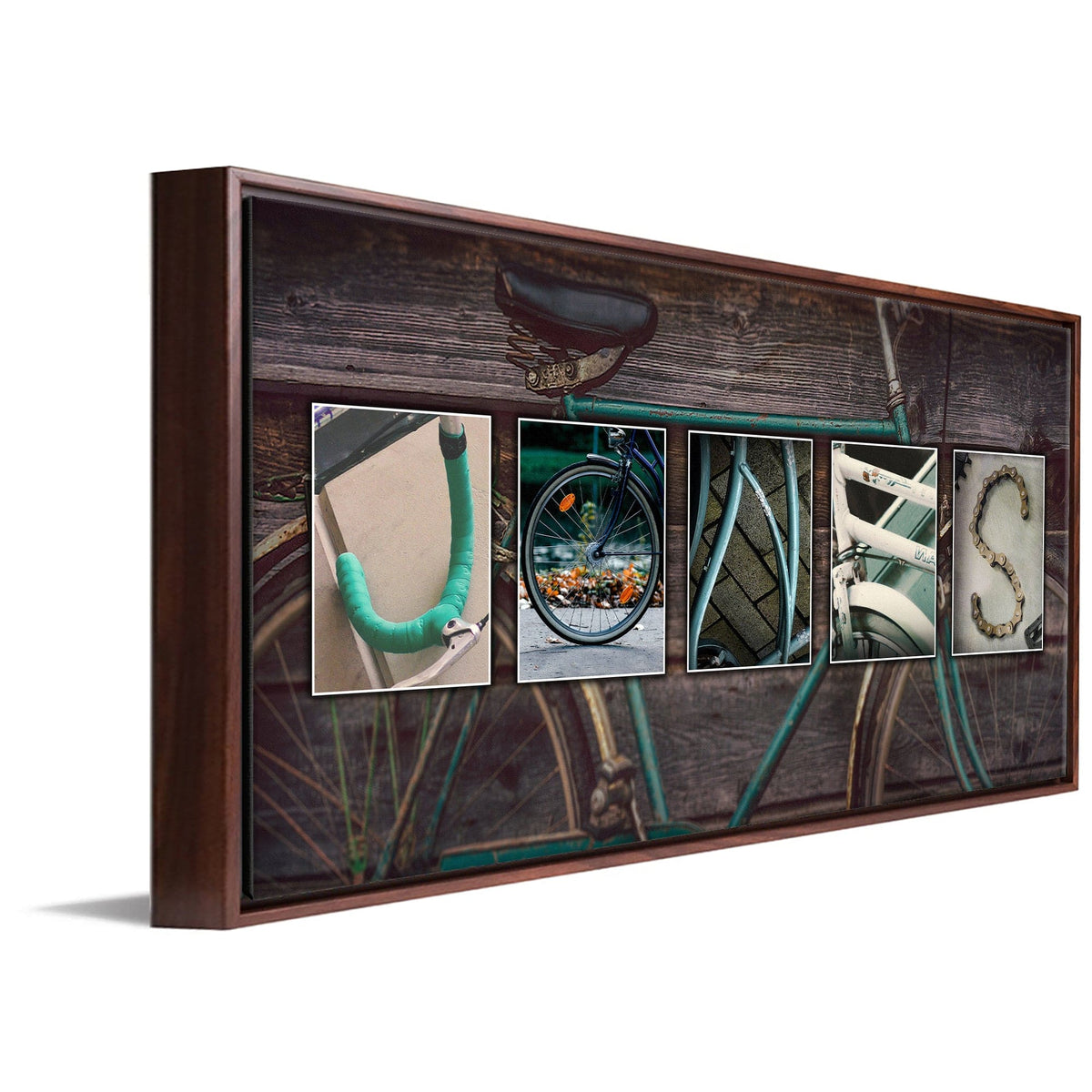 Personal-Prints art 16"x32" Float Framed Canvas Bicycle Letters Name Print