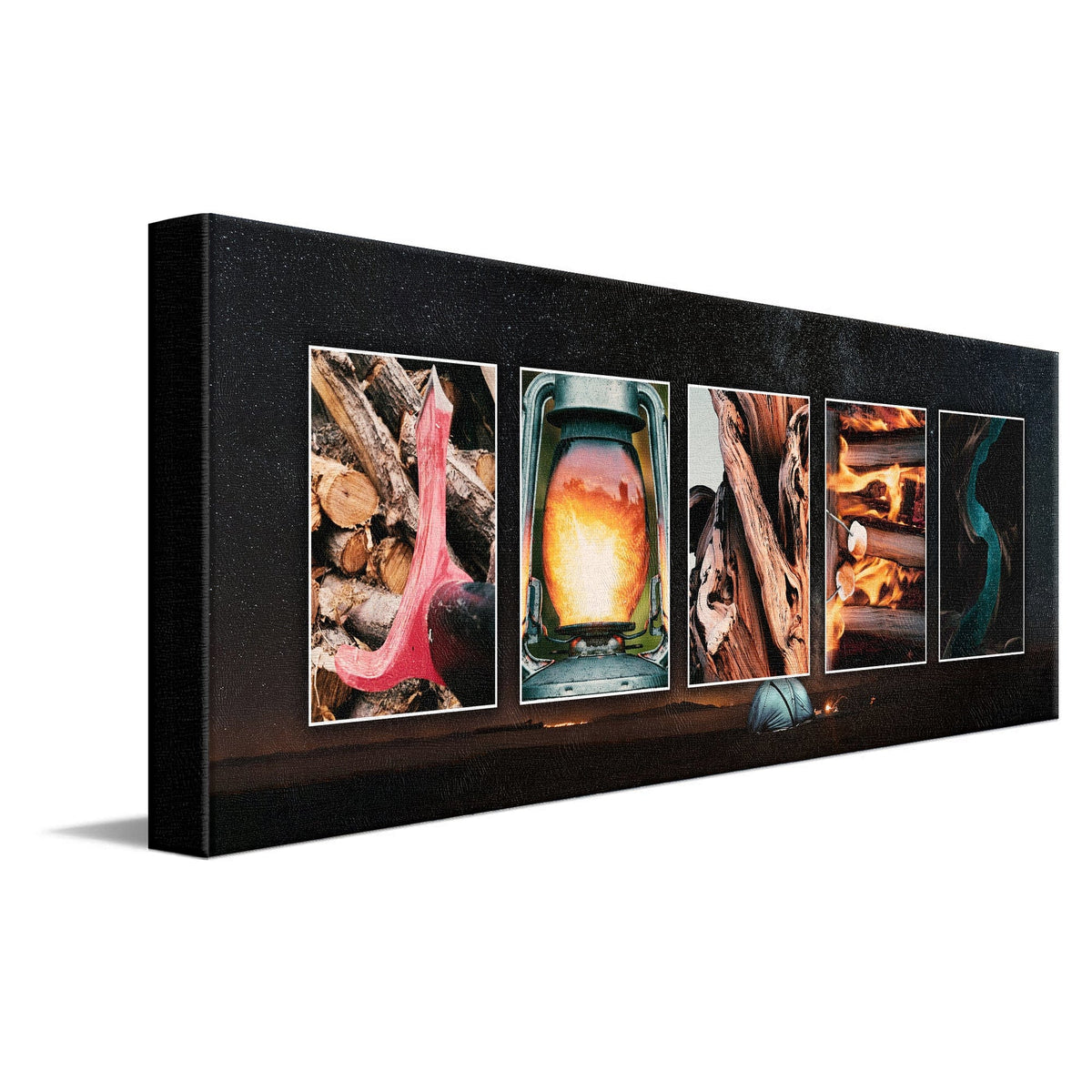 Personal-Prints art 10"x30" Stretched Canvas Camping / Outdoors Letters Name Print