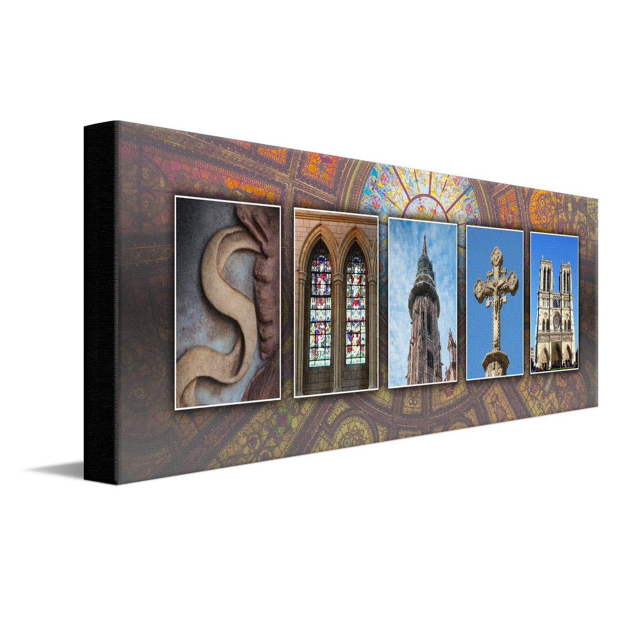 Personal-Prints art 10"x30" Stretched Canvas Cathedral Architecture Letter Name Print