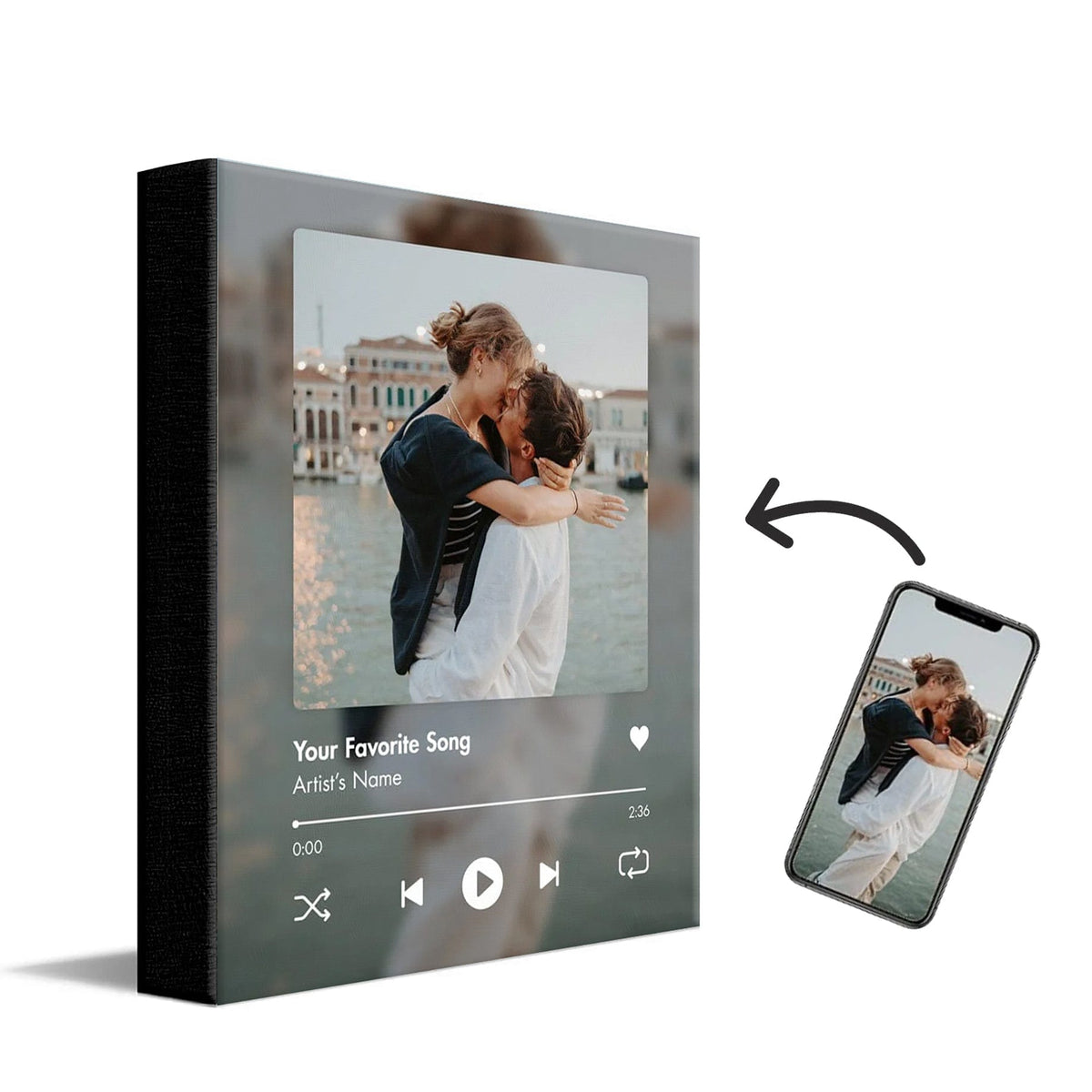 Personal-Prints art 5"x7" Easel Backed Canvas Custom Song and Photo Wedding Gift
