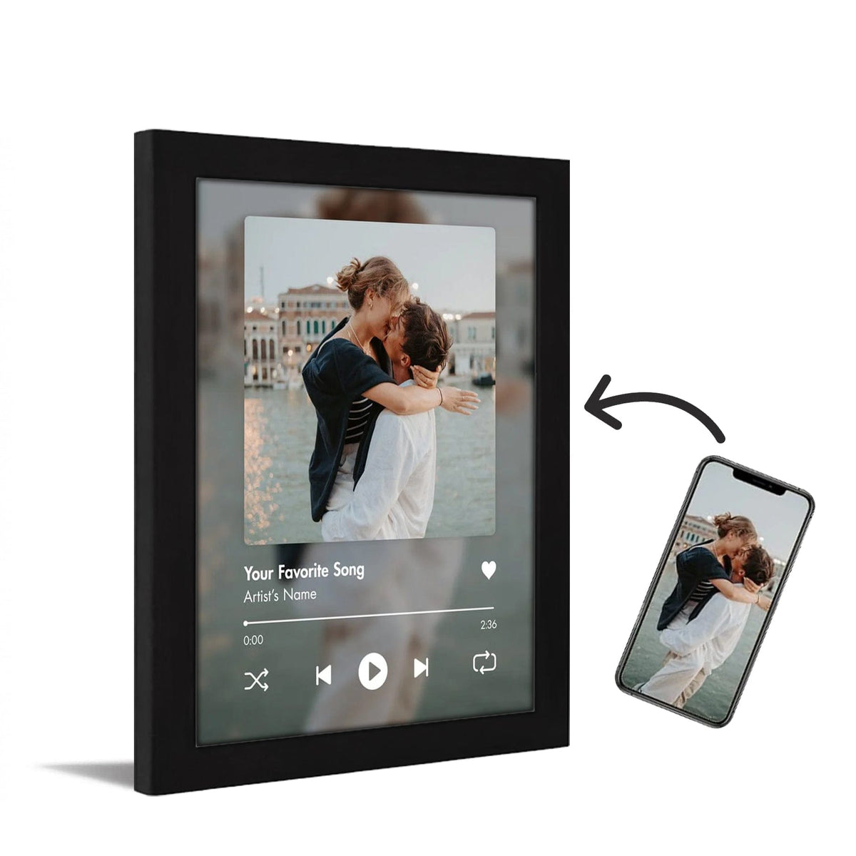 Personal-Prints art 11"x14" Framed Behind Acrylic Custom Song and Photo Wedding Gift
