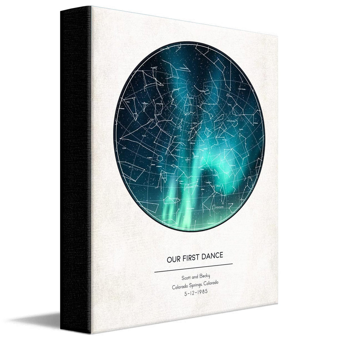 Personal-Prints art 11"x14" Stretched Canvas Custom Star Map - Constellations in the Night Sky