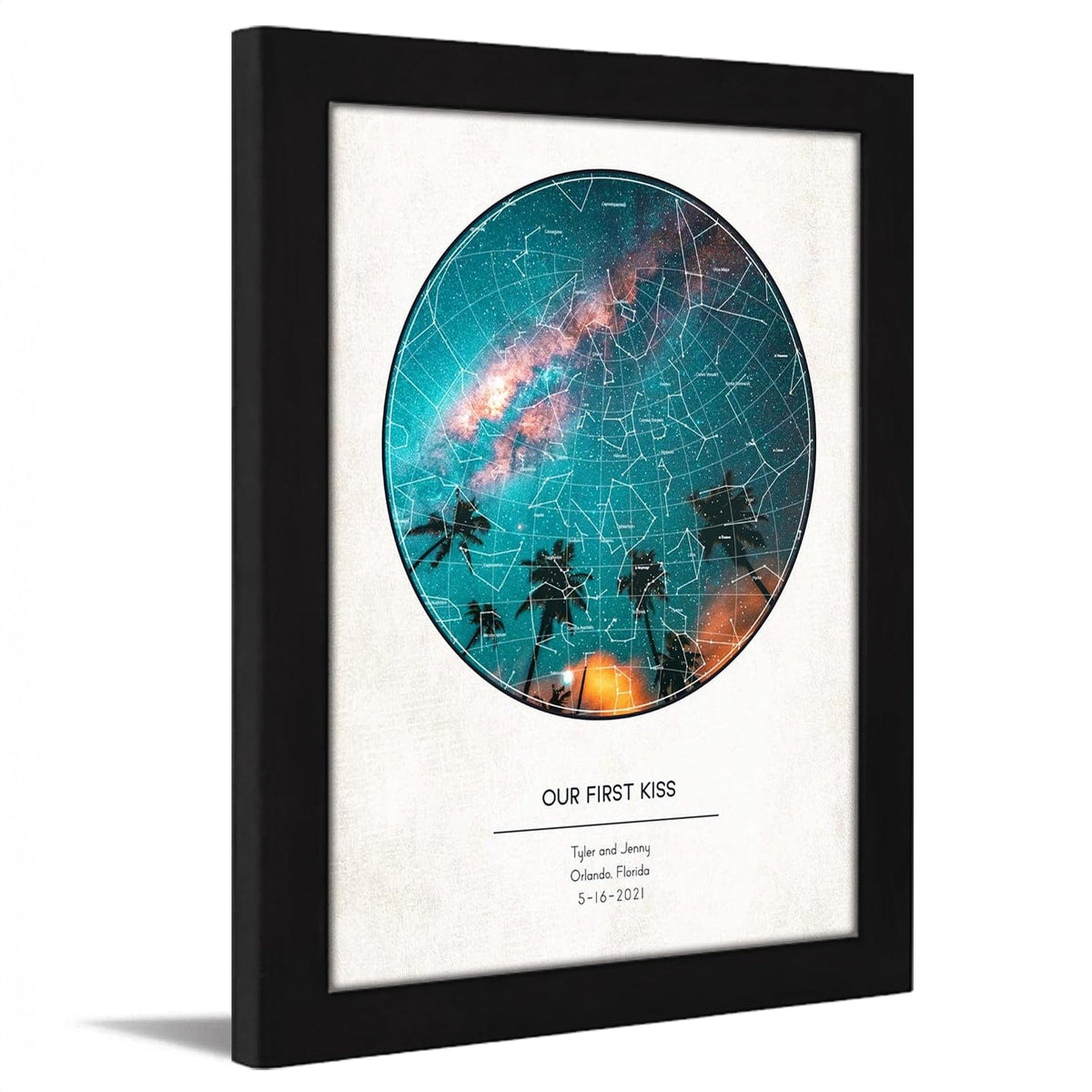 Personal-Prints art 11"x14" Framed Under Acrylic Custom Star Map - Constellations in the Night Sky