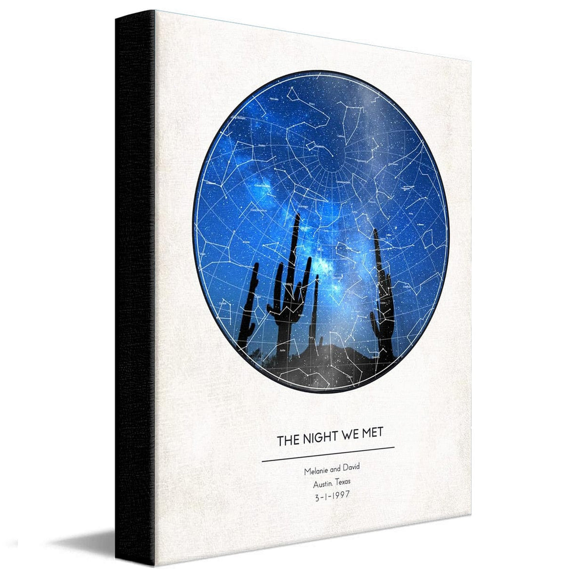 Personal-Prints art 16"x20" Stretched Canvas Custom Star Map - Constellations in the Night Sky