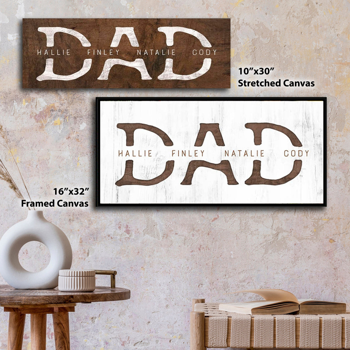 Personal-Prints art Dad & Children Custom Whitewash Sign