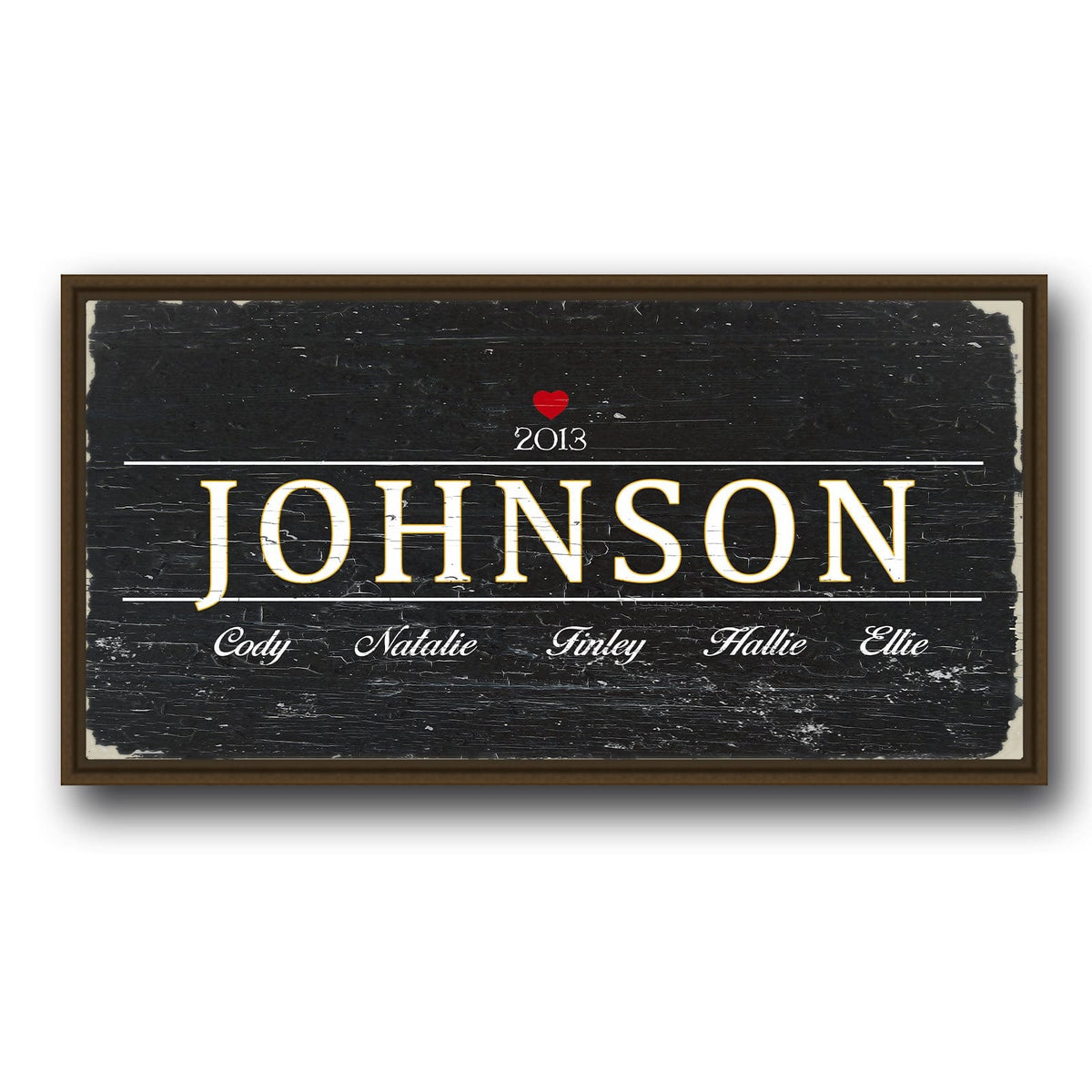 Personal-Prints art BLACK - 16"x32" Float Framed Canvas Family Name Art