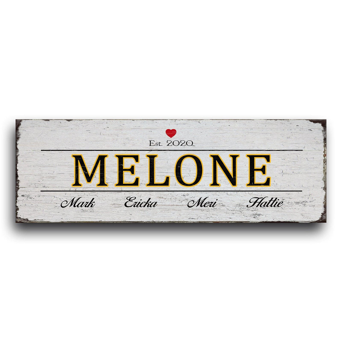 Personal-Prints art WHITE - 10"x30" Stretched Canvas Family Name Art