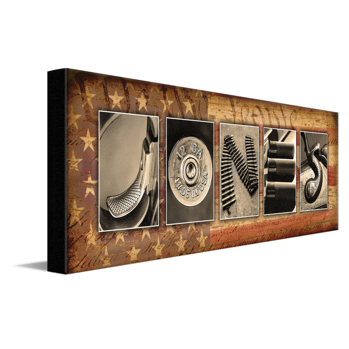 Personal-Prints art 10"x30" Stretched Canvas Firearm Guns Name Art