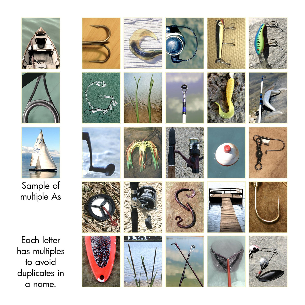Personal-Prints art Fishing Letter Name Art