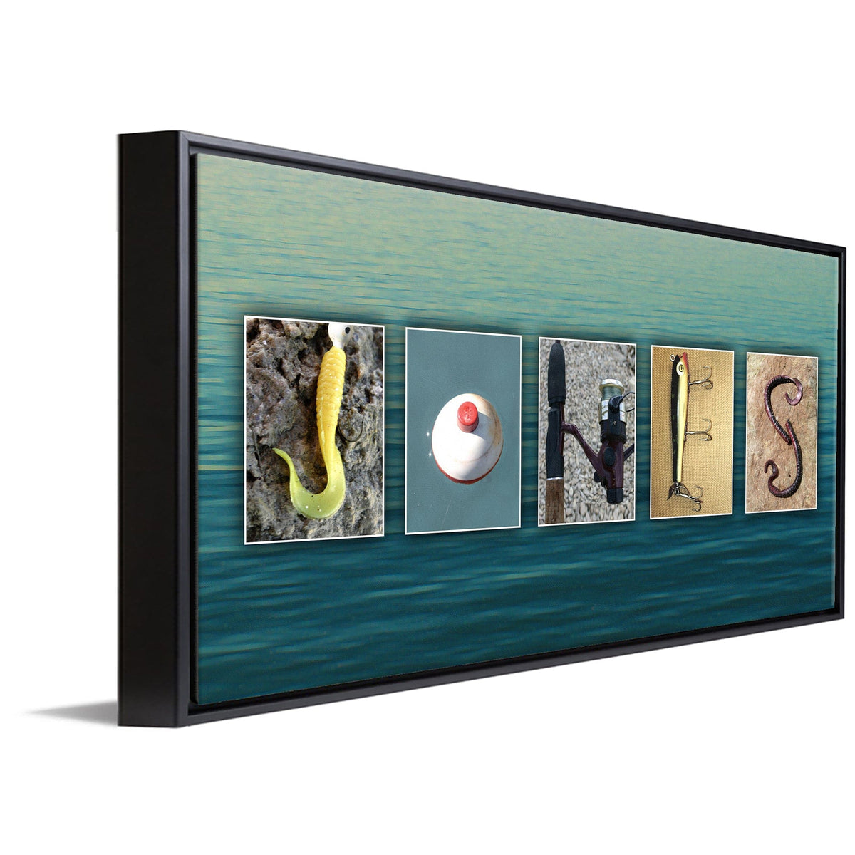 Personal-Prints art 16"x32" Float Framed Canvas Fishing Letter Name Art