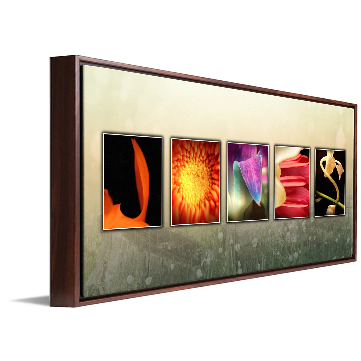 Personal-Prints art 16"x32" Float Framed Canvas Floral Letter Name Art Print
