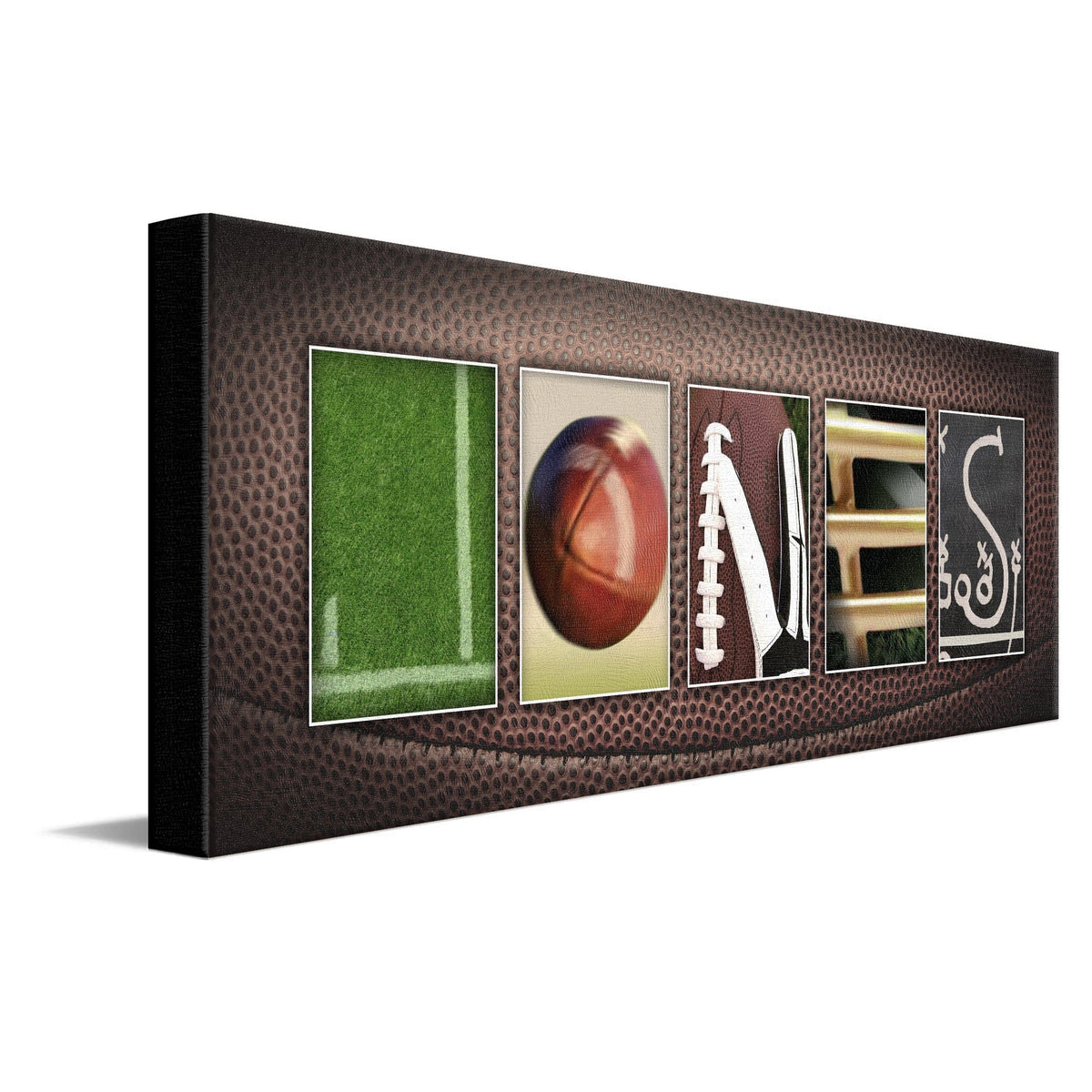 Personal-Prints art 10"x30" Stretched Canvas Football Letter Name Art Print