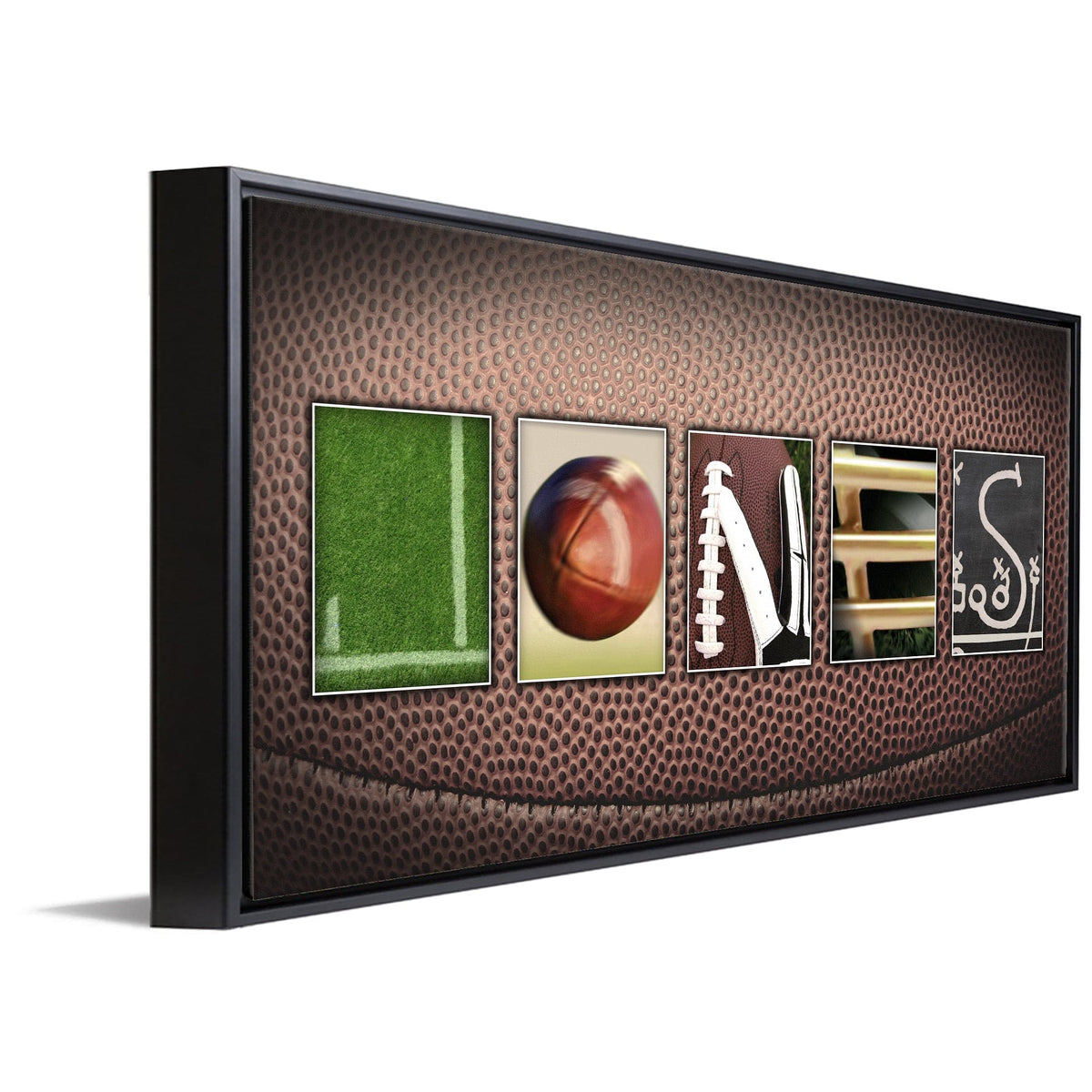 Personal-Prints art 16"x32" Float Framed Canvas Football Letter Name Art Print