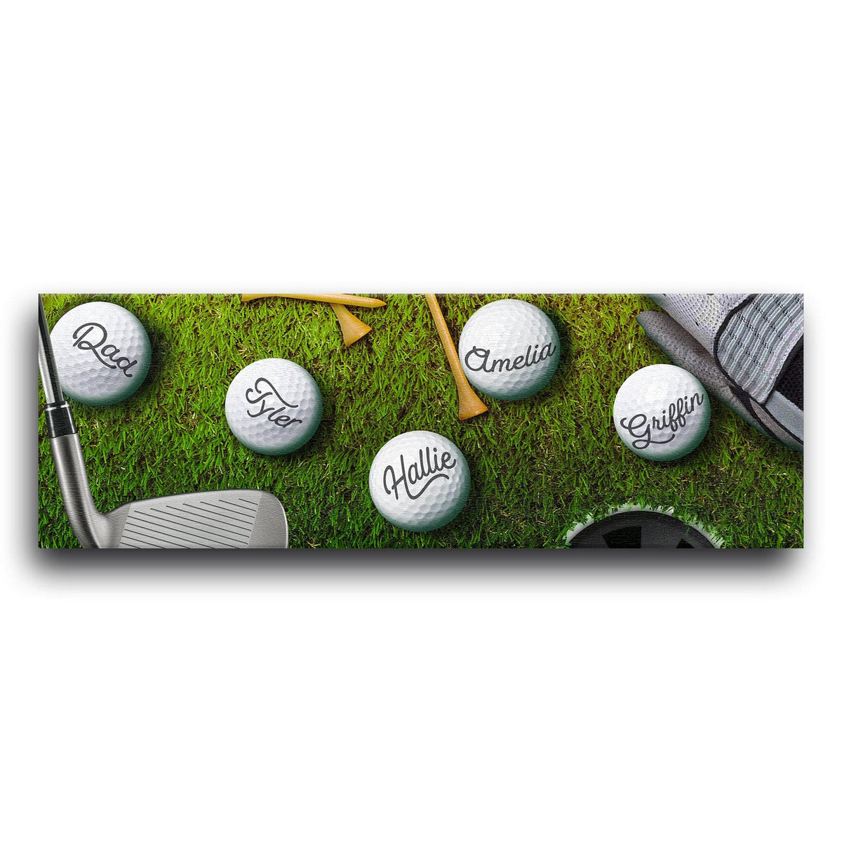 Personal-Prints art 10"x30" Stretched Canvas Golf Balls Dad & Children Sign