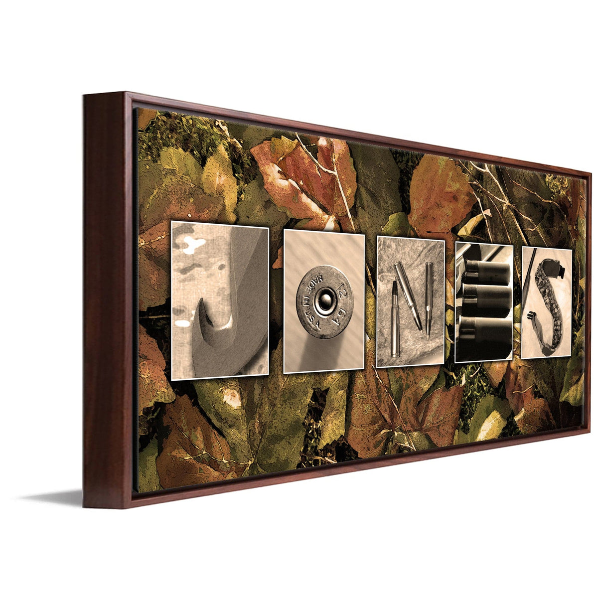 Personal-Prints art 16"x32" Float Framed Canvas Hunting Letter Name Art Print