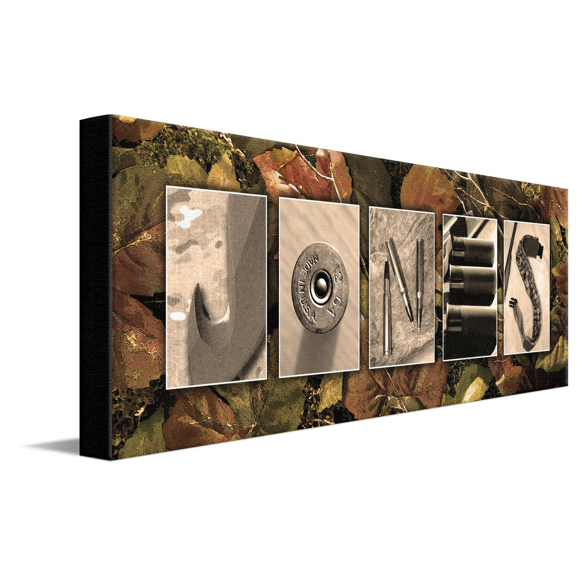 Personal-Prints art 10"x30" Stretched Canvas Hunting Letter Name Art Print