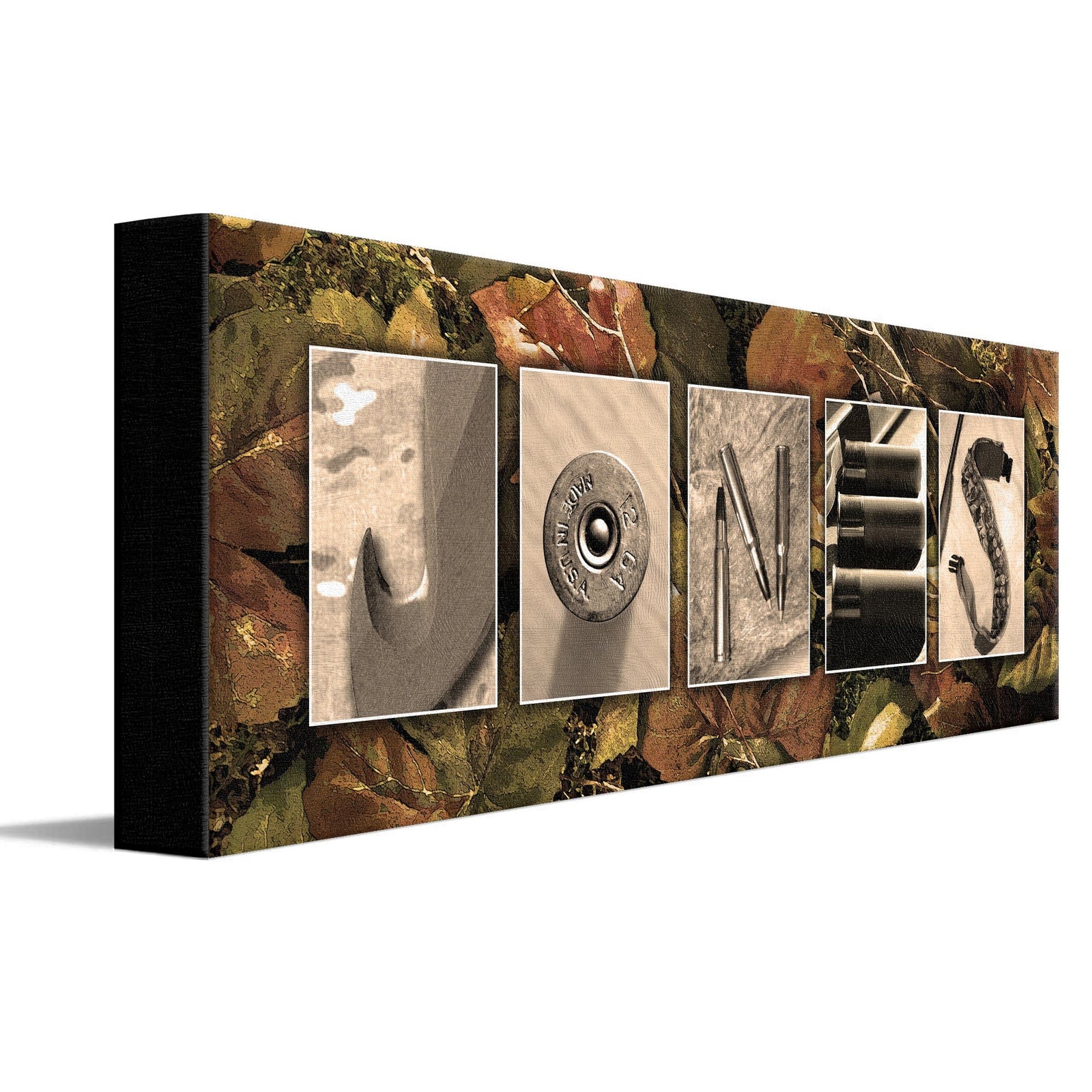 Personal-Prints art 6"x18" Stretched Canvas Hunting Letter Name Art Print