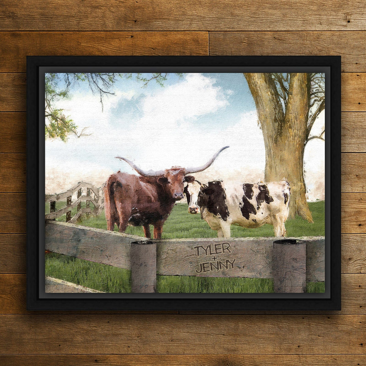 Personal-Prints art 20"x24" Float Framed Canvas I Love Moo