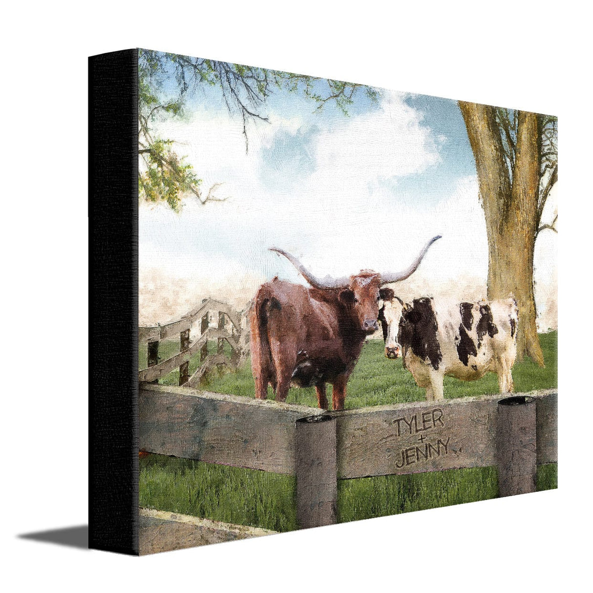 Personal-Prints art 11"x14" Stretched Canvas I Love Moo