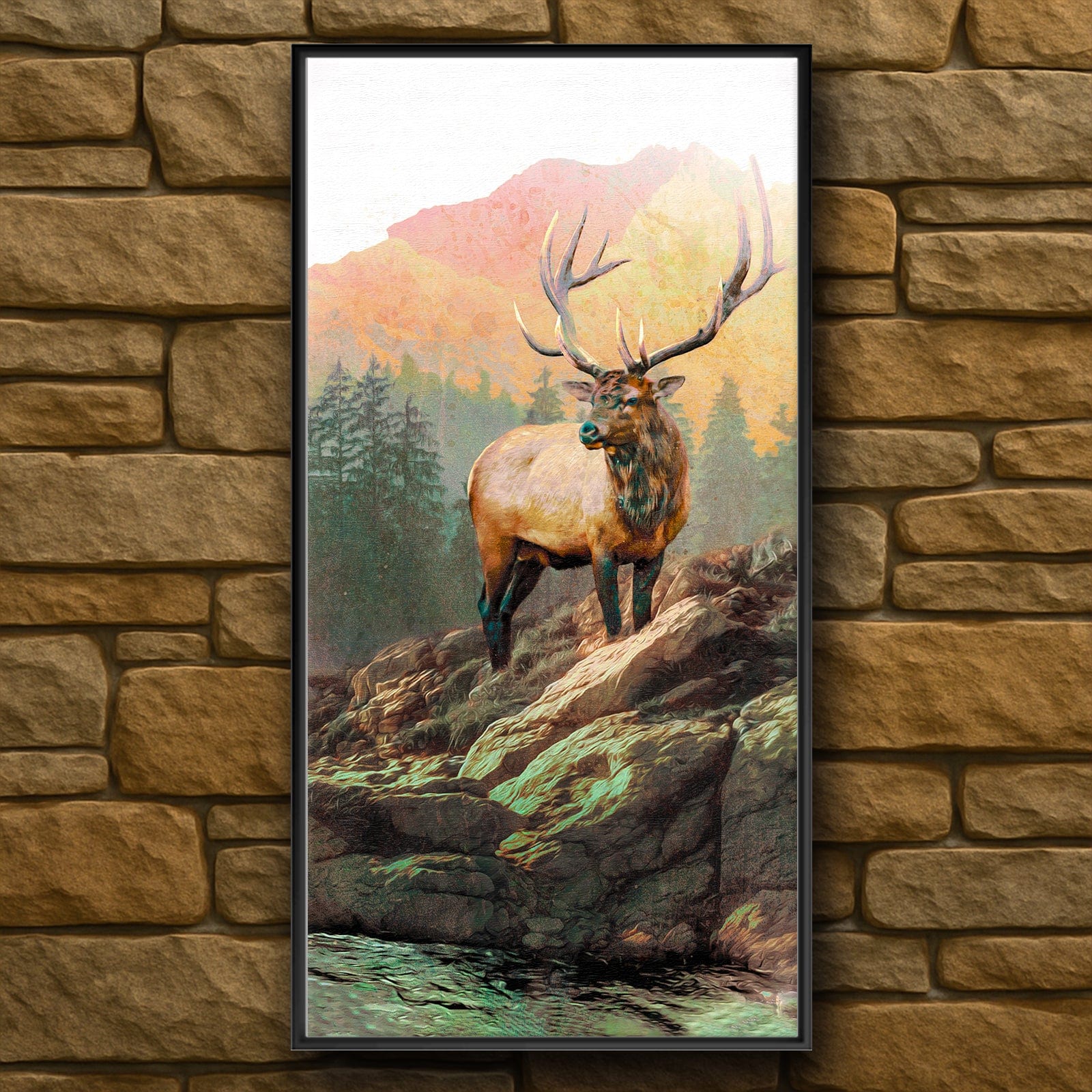 Personal-Prints art Float Framed Canvas - 16"x32" King of the Mountain