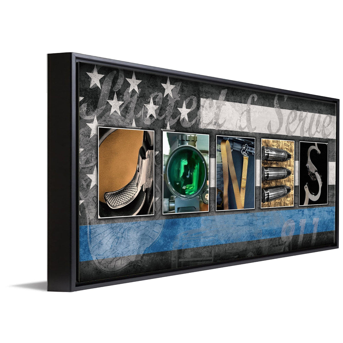 Personal-Prints art 16"x32" Float Framed Canvas Law Enforcement Officer Letter Name Print