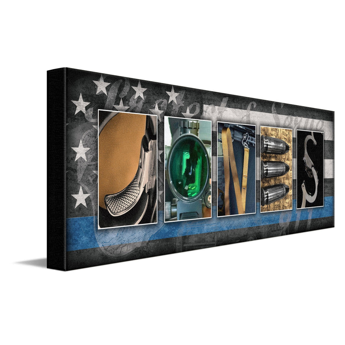Personal-Prints art 10"x30" Stretched Canvas Law Enforcement Officer Letter Name Print