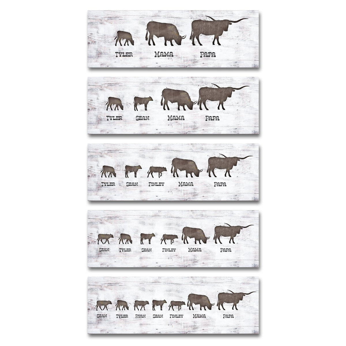 Personal-Prints art Longhorn Family Silhouettes