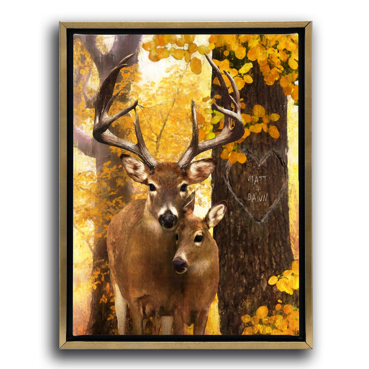 Personal-Prints art 12"x16" Framed Canvas Love you DEERly