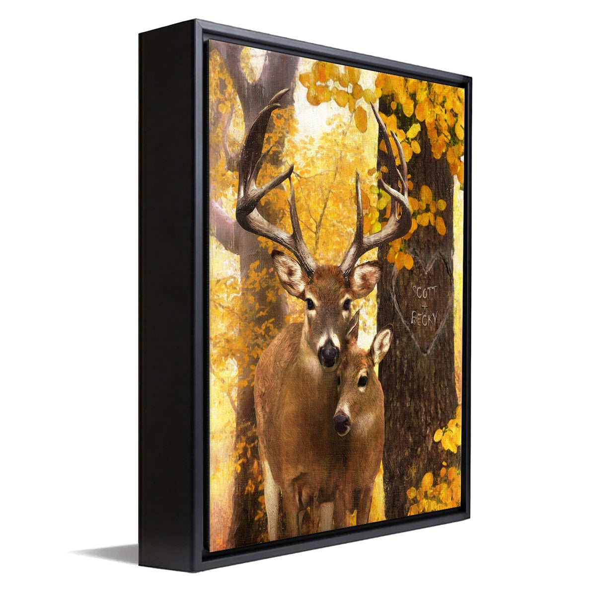 Personal-Prints art 12"x16" Float Framed Canvas Love you DEERly