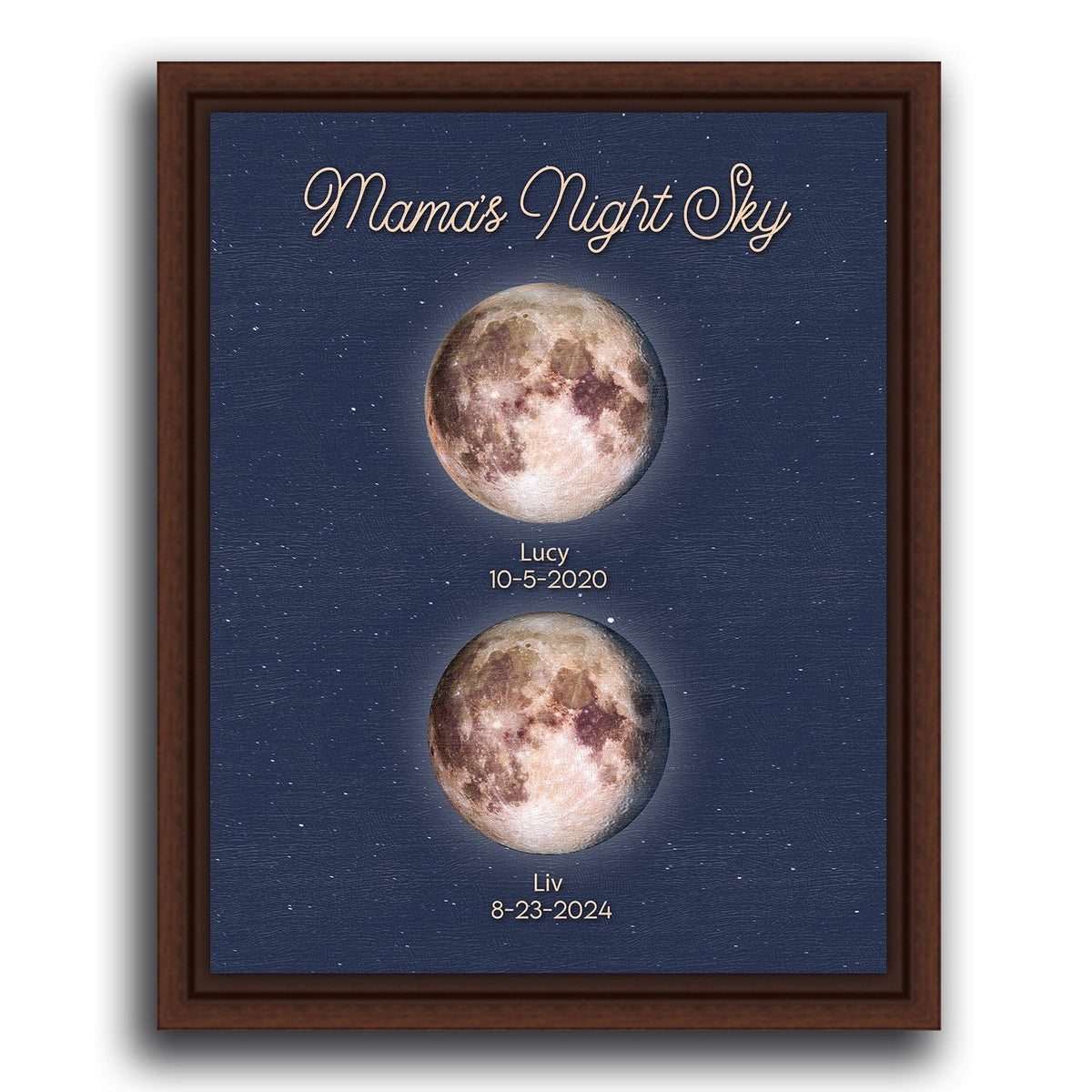 Personal-Prints art 20"x25" Float Framed Canvas Mom and Children Night Sky