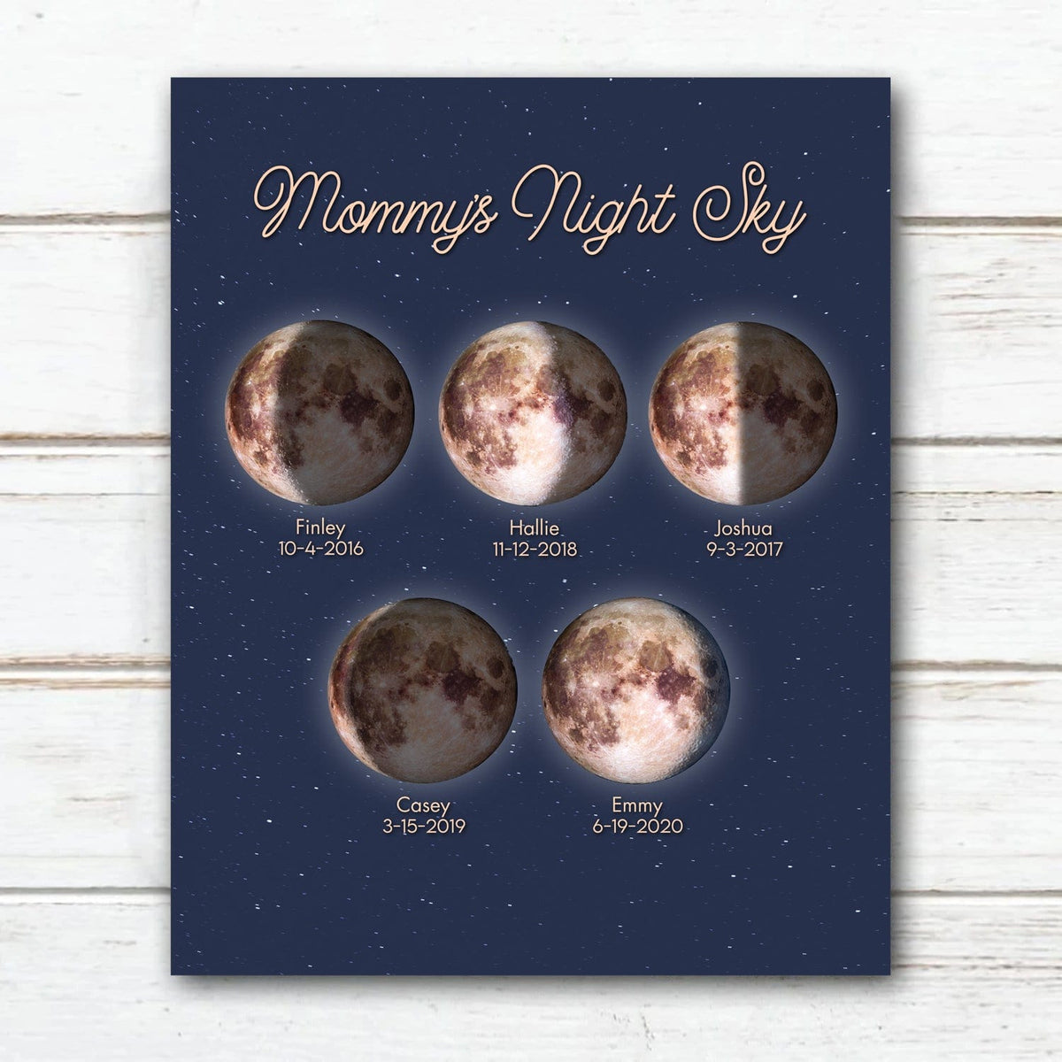 Personal-Prints art 16"x20" Block Mount Mom and Children Night Sky