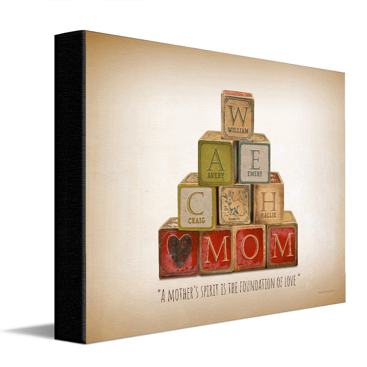 Personal-Prints art 11"x14" Stretched Canvas Mom & Children Blocks