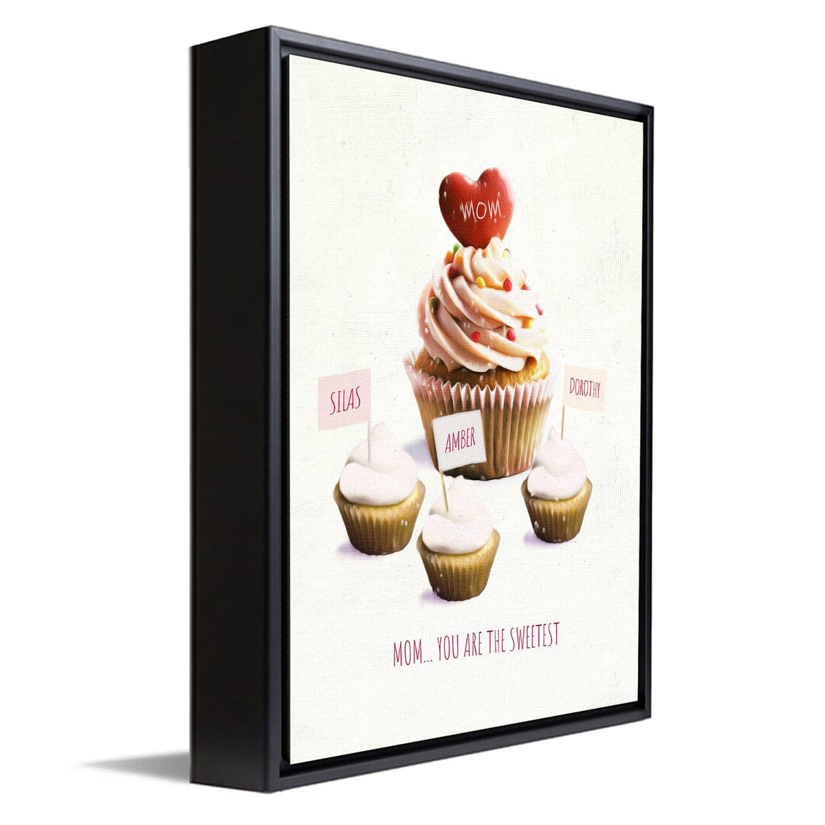Personal-Prints art 12"x16" Float Framed Framed Canvas Mom & Children Cupcakes