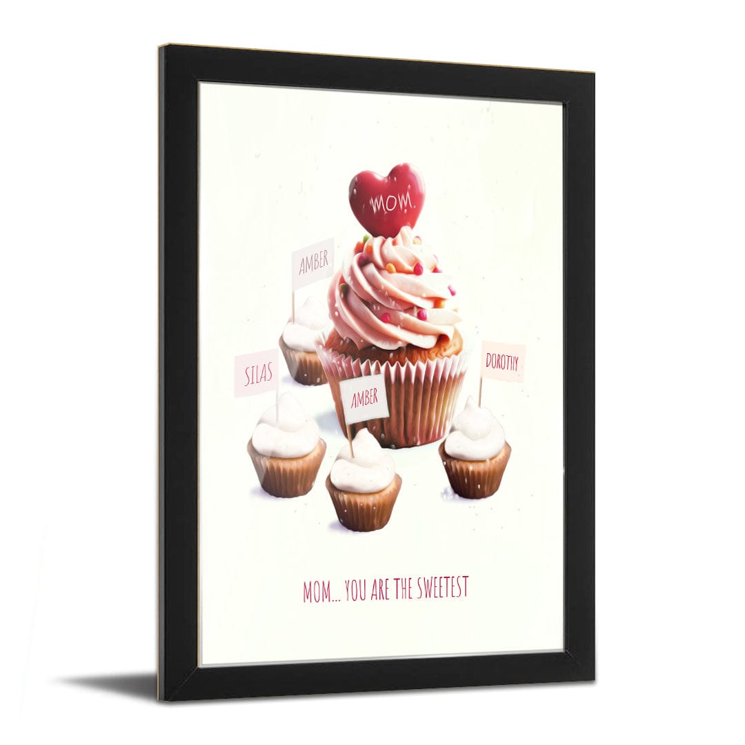 Personal-Prints art 11"x14" Framed Under Acrylic Mom & Children Cupcakes
