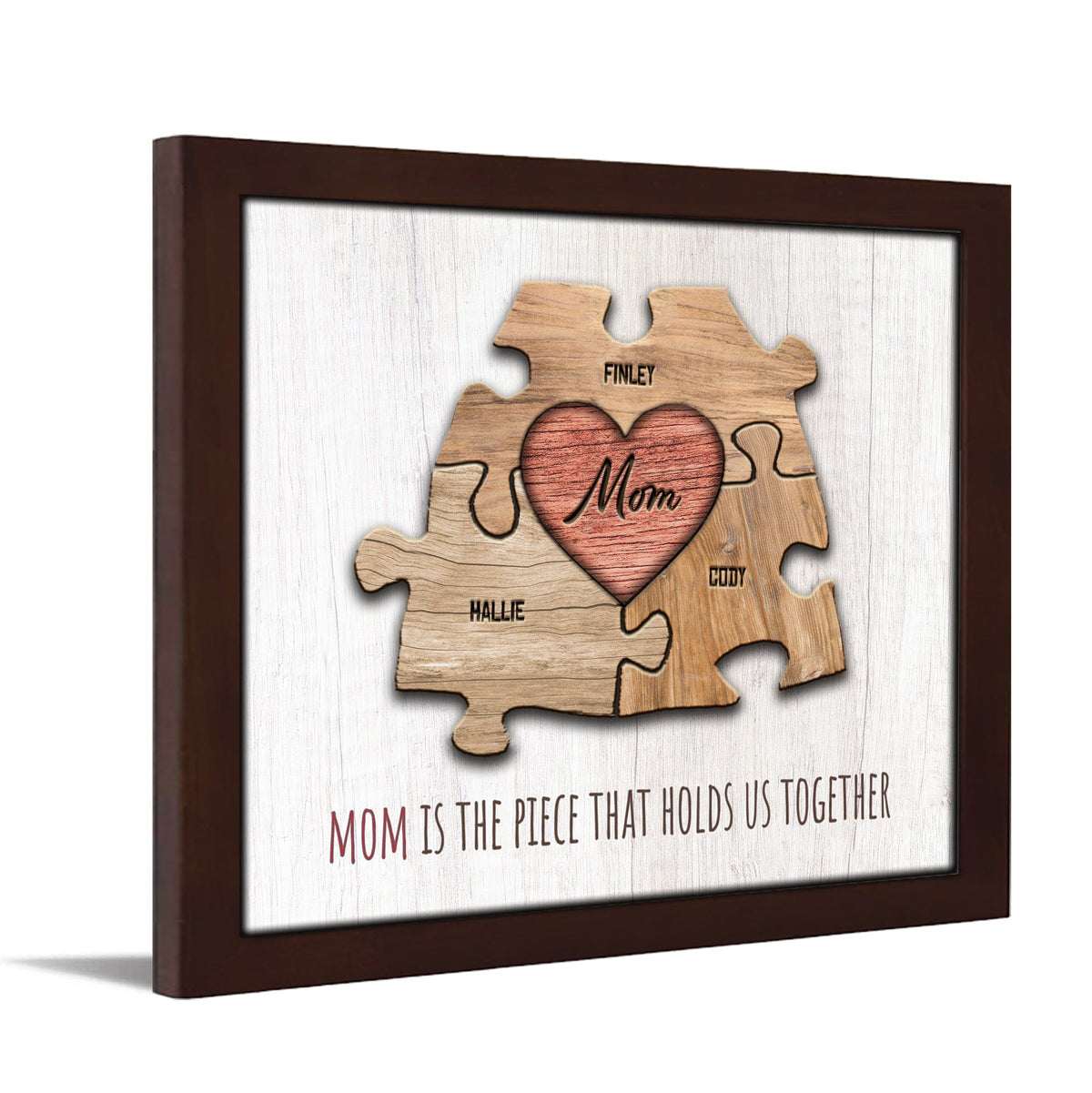 Personal-Prints art 11"x14" Framed Under Acrylic Mom & Children Heart Puzzle Print