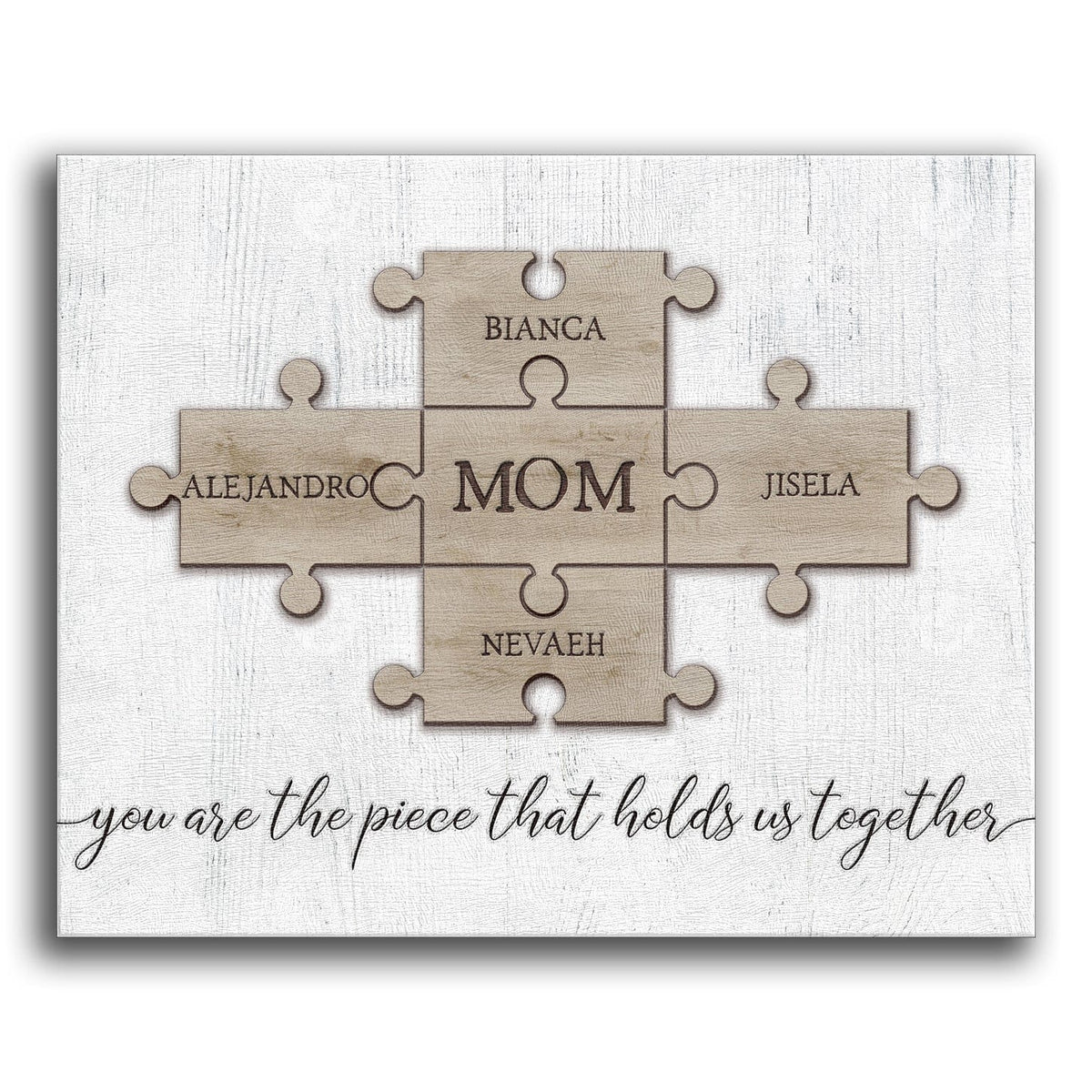 Personal-Prints art 16"x20" Stretched Canvas Mom & Children Puzzle Pieces