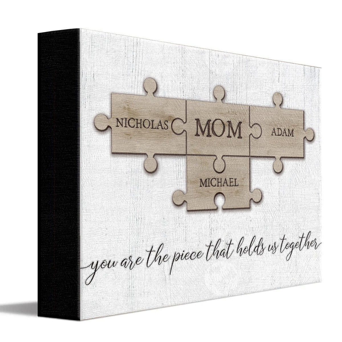 Personal-Prints art 11"x14" Stretched Canvas Mom & Children Puzzle Pieces