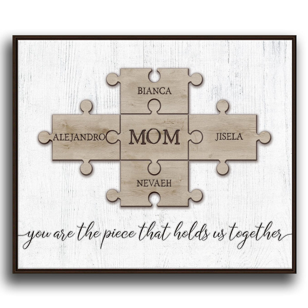 Personal-Prints art 20"x24" Float Framed Canvas Mom & Children Puzzle Pieces