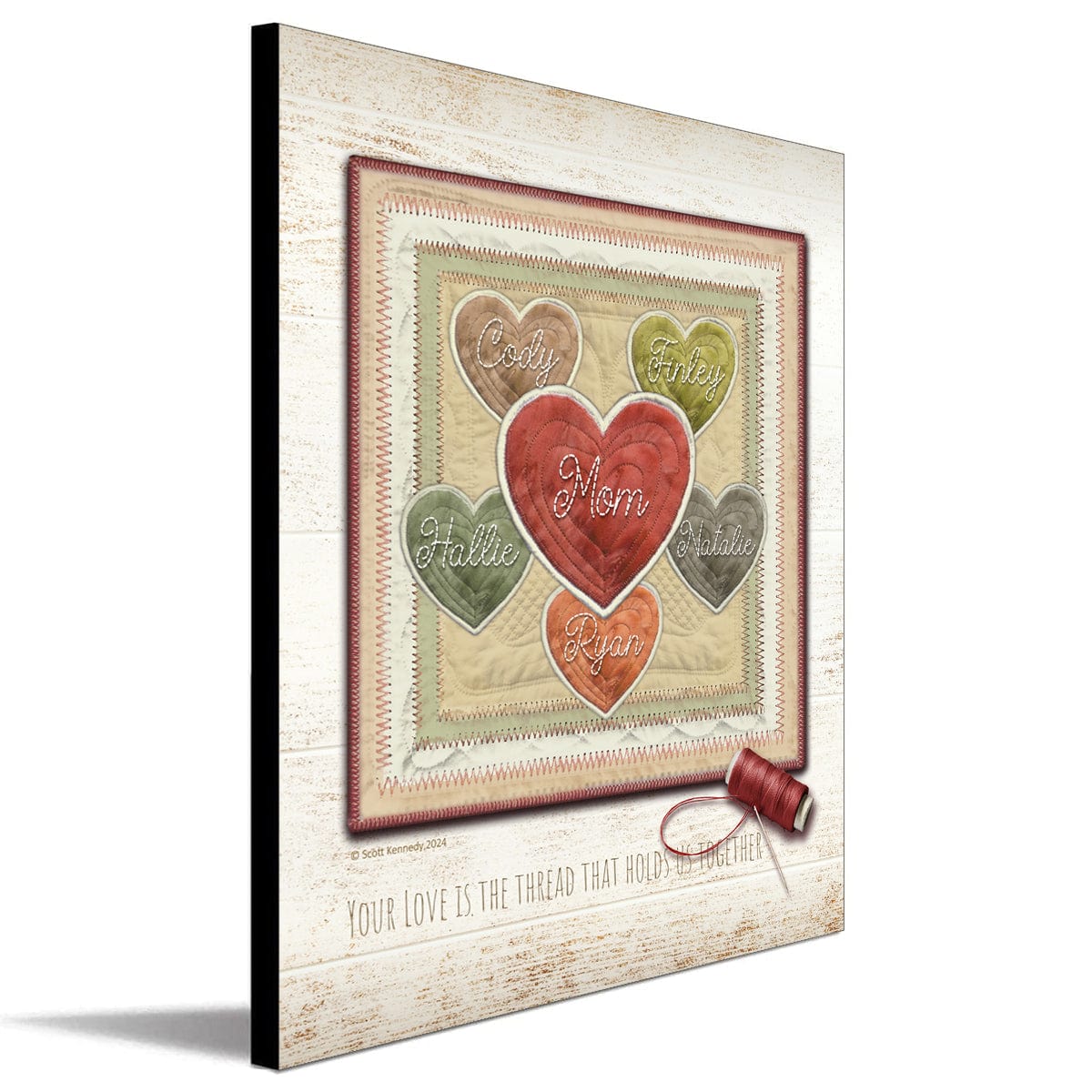 Personal-Prints art 11"x14" Block Mount Mom & Children Stitched Together