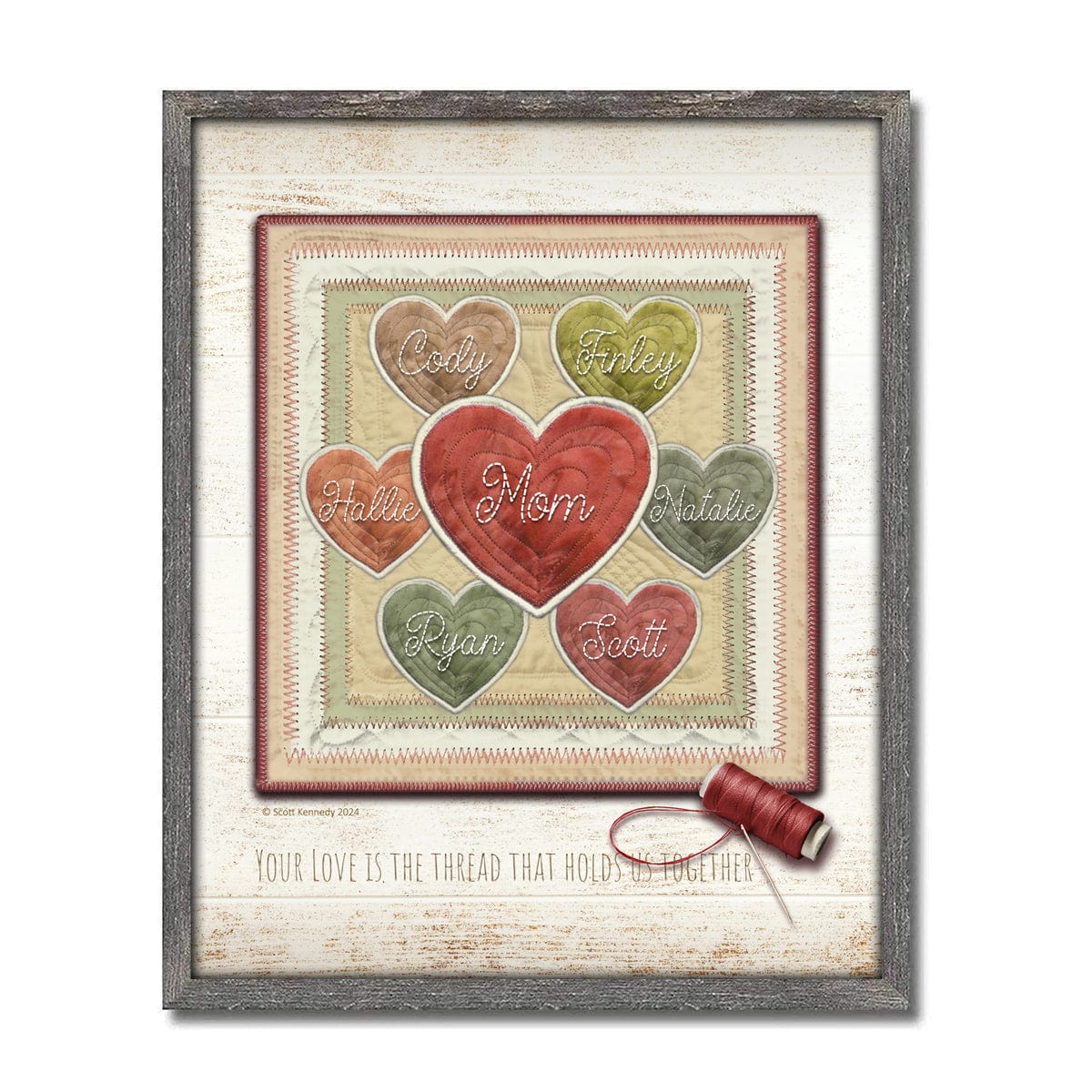 Personal-Prints art 12.5"x15.5" Framed Canvas Mom & Children Stitched Together