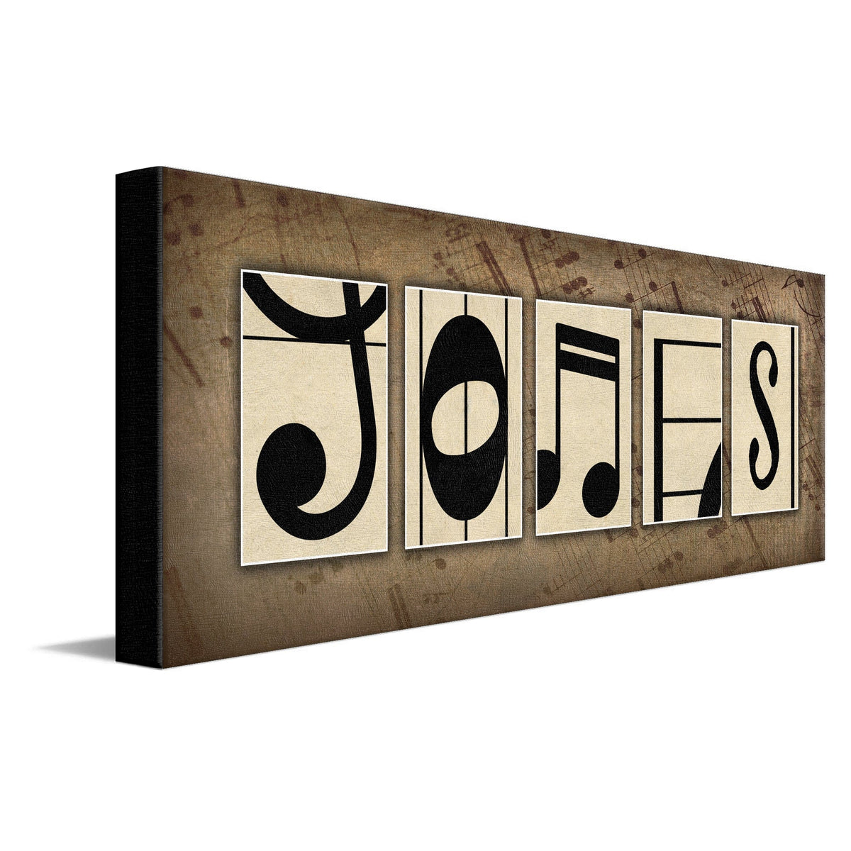 Personal-Prints art 10"x30" Stretched Canvas Music Letters Name Print