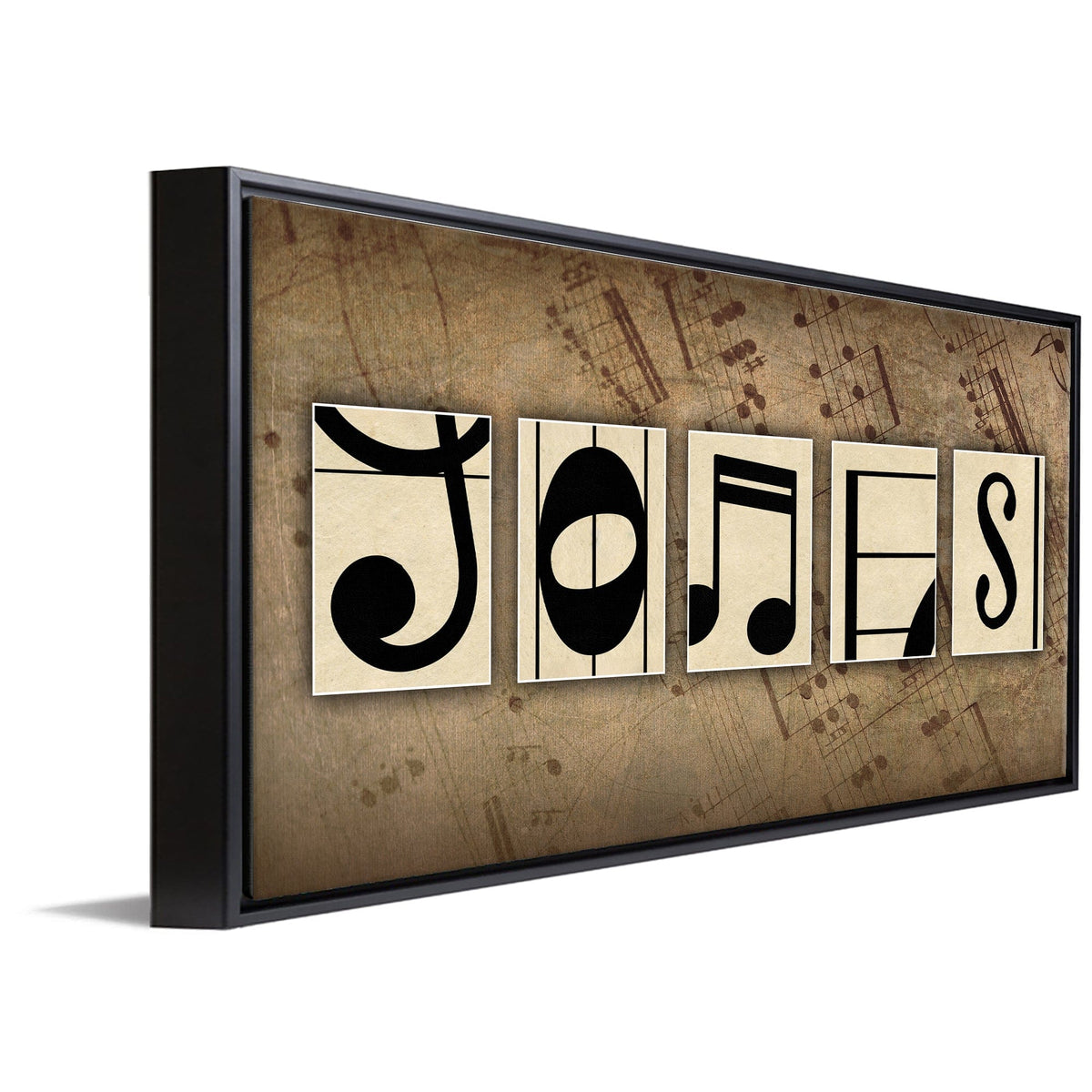 Personal-Prints art 16"x32" Float Framed Canvas Music Letters Name Print